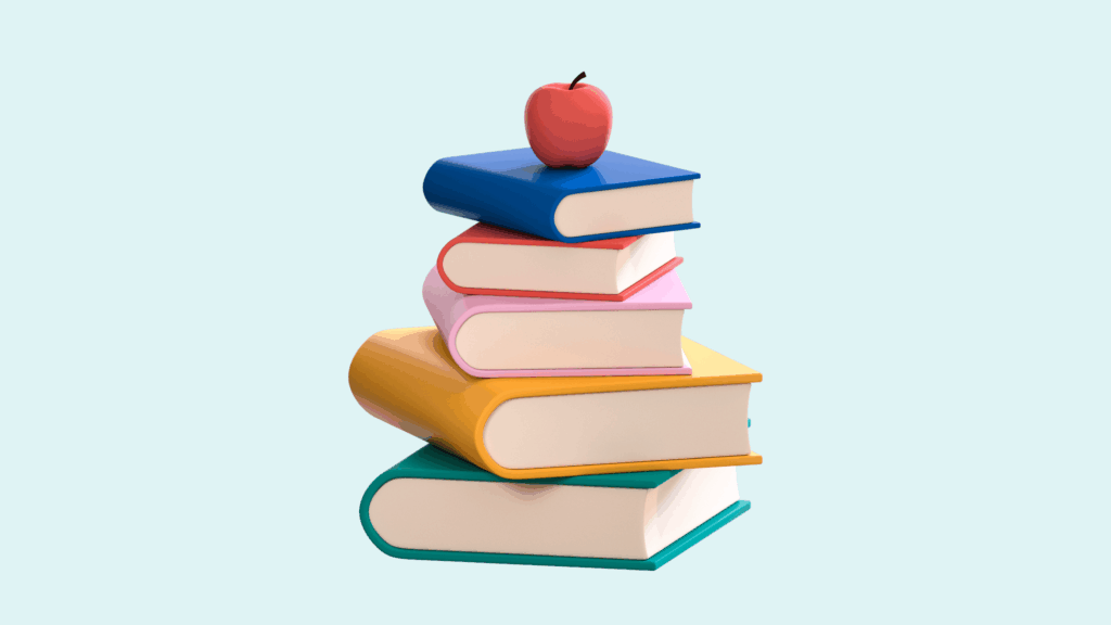 Books and apple to symbolise education