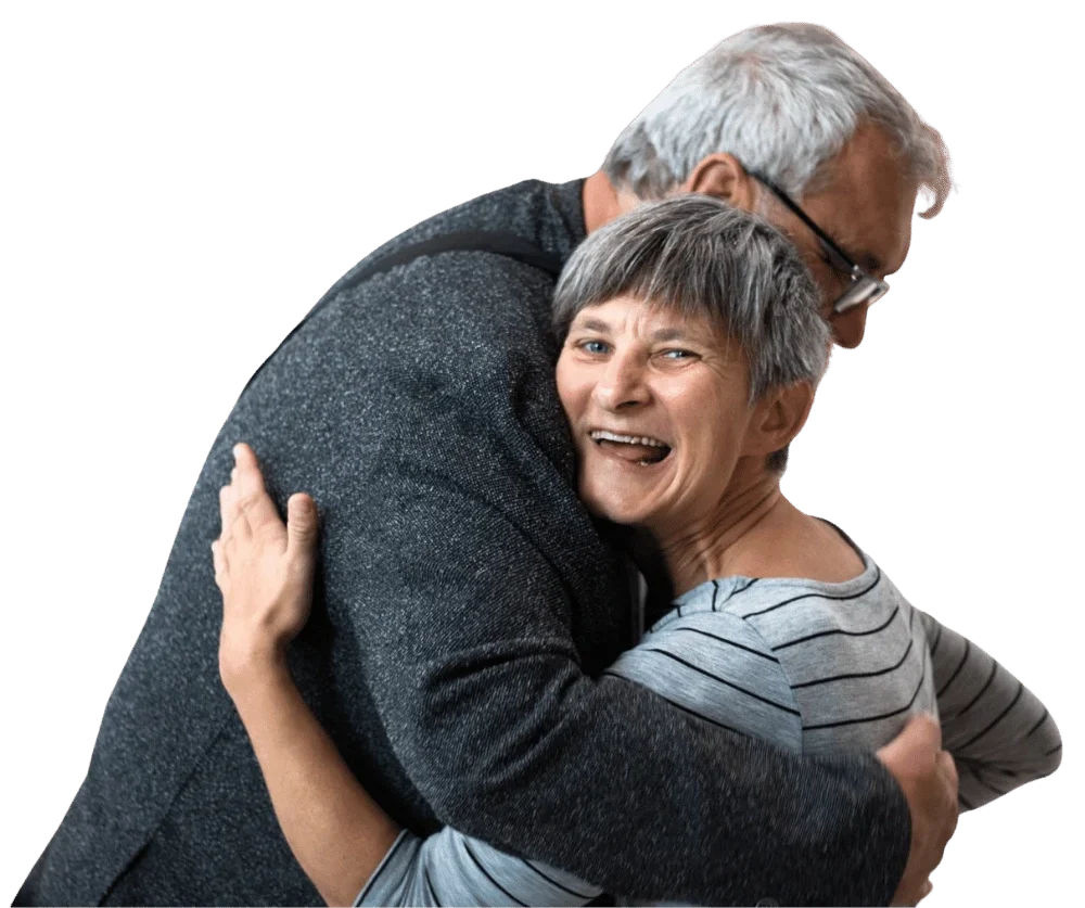 two people holding each other