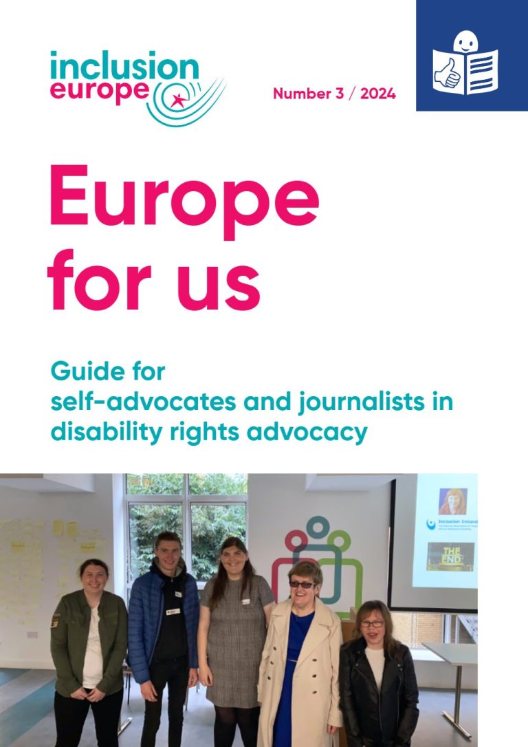 Europe for Us – Guide for self-advocates and journalists in disability rights advocacy — cover